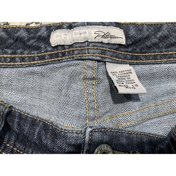 Chicos Jeans Size 1.5 (10) Platinum Quartz Straight Women’s Blue Stretch - Picture 5 of 7